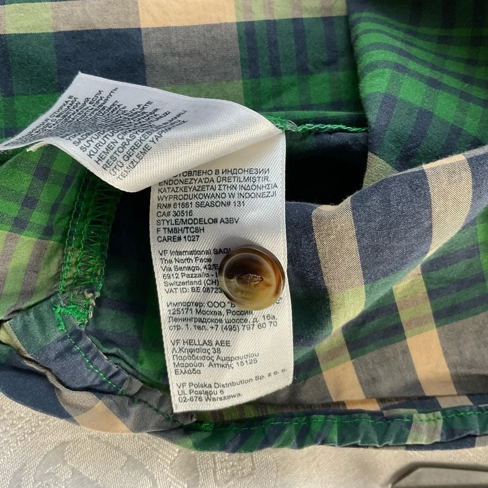 The North Face Men's Shirt Size Medium Green S/S Plaid California Heritage